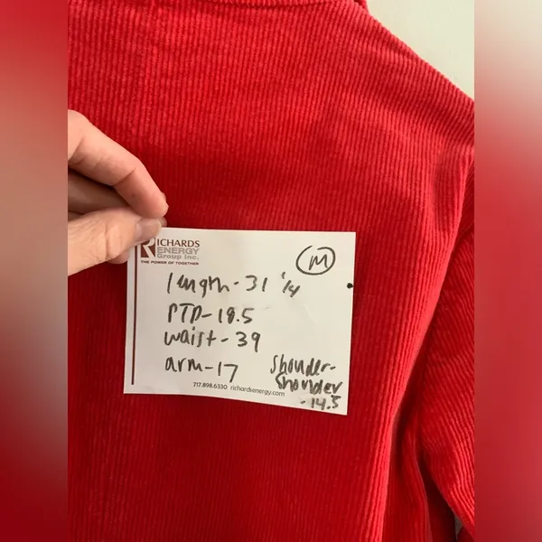Tuckernuck Clifton Vneck Dress Casual Corduroy Classic Red Pink Long Sleeve M - Image 13