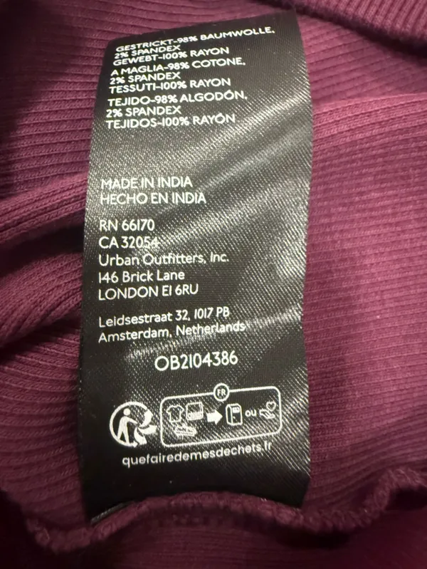 Anthropologie NWT Ribbed Ruffle V-Neck Long Sleeve Top Plum Purple M - Image 6