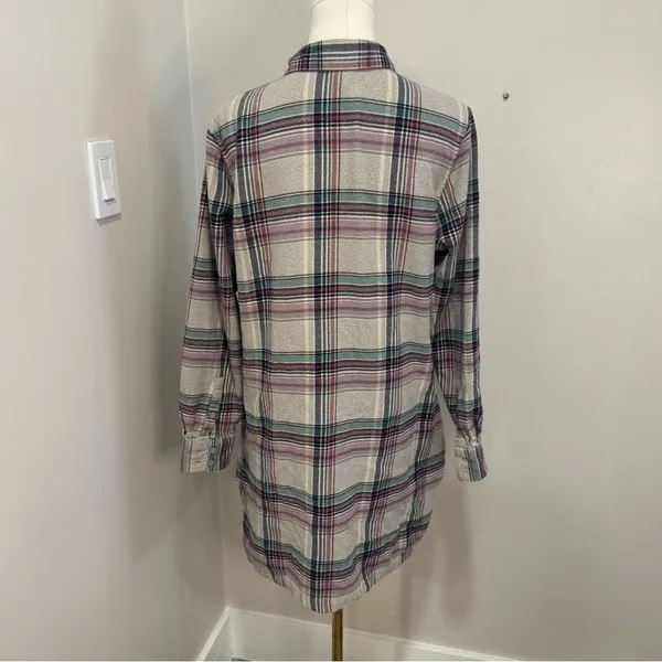 Patagonia Womens‎ Organic Cotton Flannel Plaid Shirt Dress Grey Purple Medium - Image 3