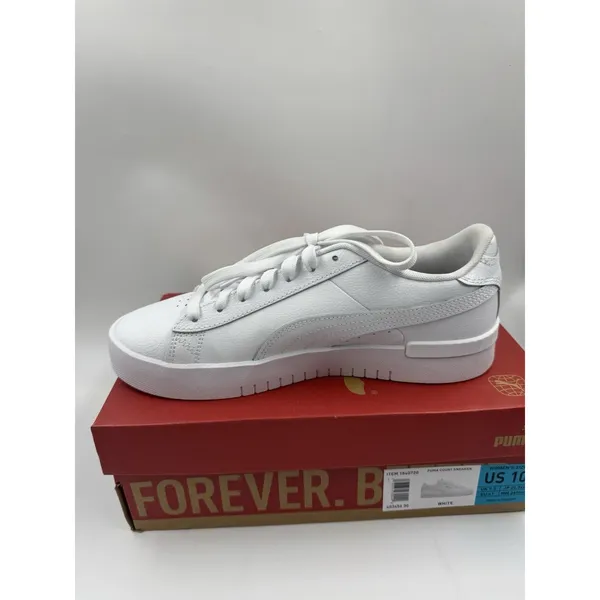 PUMA Court Sneaker, White, Women's Casual Low Top Leather Shoes Size 10 - Image 9