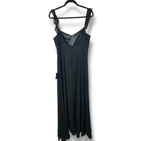 NEW Lulus Dreamy Admiration Black Ruffled Sweetheart Chiffon Maxi Dress Large - Image 8