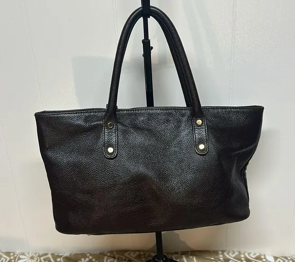 ONNA EHRLICH Black Leather MADISON Tote Satchel Handbag Purse - Image 3