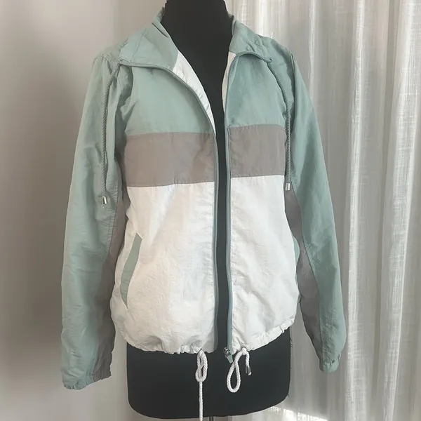 Athletic Collection by 26 International Colorblock Blue White Windbreaker Jacket - Image 2