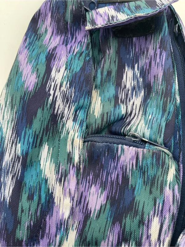 KAVU Mini Rope Sling Bag 5 Zipper Compartments Blue Purple 100% Cotton 9x16 In - Image 9