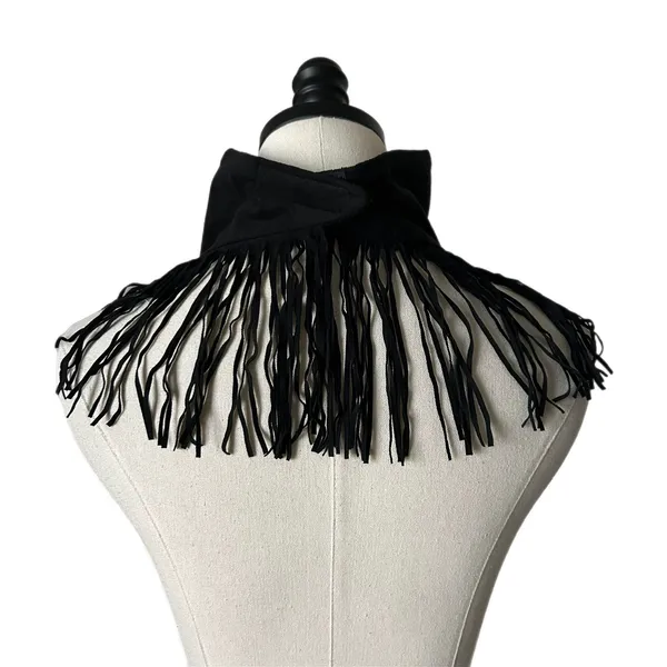 Bogner Scarf Neck Warmer Suede Black Eagle Rhinestone Fringe Western OS - Image 2