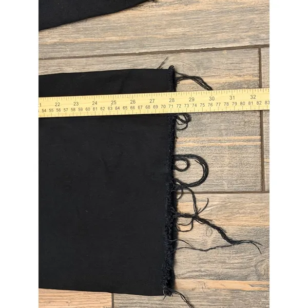 Zara Black Wide Leg Raw Fray Hem High Rise Jean Size 4 Stretch Patch Pockets EUC - Image 8