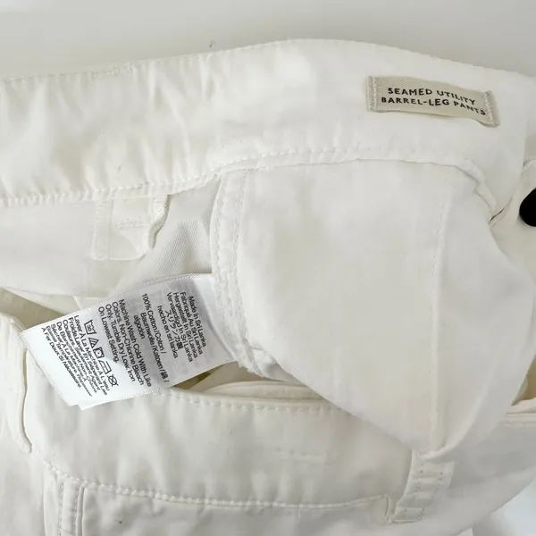 Madewell The Barrel Leg Utility Pant Garment Dyed Twill White Cargo US 4 NWT - Image 12