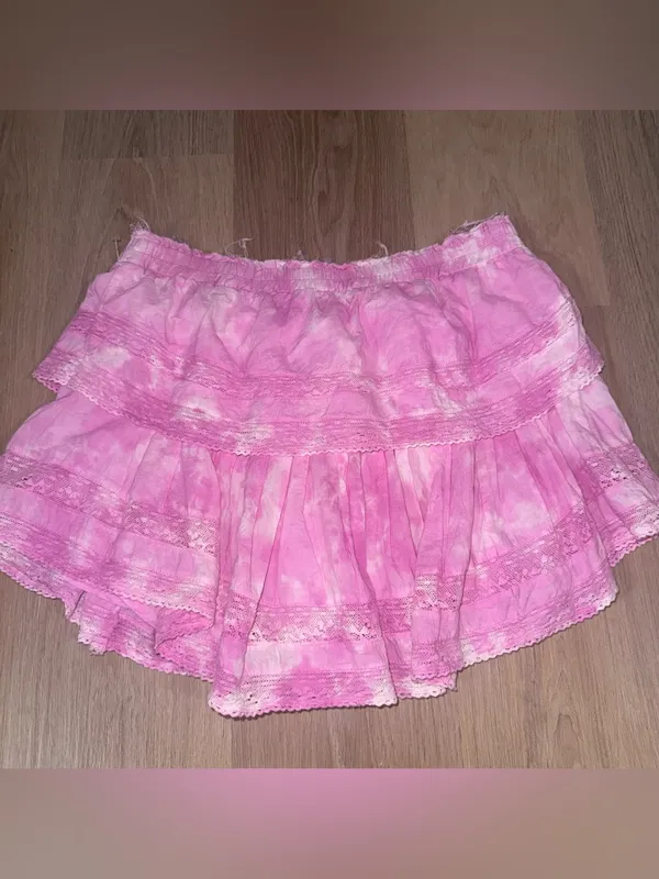 LoveShackFancy $225 Pink Ruffle Skirt Hand Dye - Size Large - Image 4