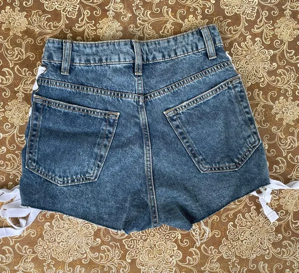 H&M Lace Up Denim Shorts - Image 4