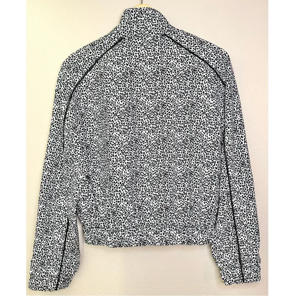 NWT Allfenix x Anthropologie Black and White Leopard Print Cropped Bomber Jacket - Image 4