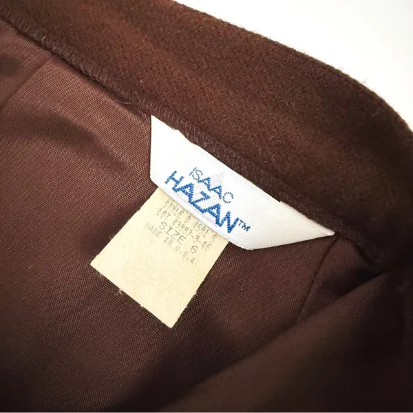 Vintage 80’s Pure Wool Split Hem Midi Skirt in Brown | Size XS/S - Image 6