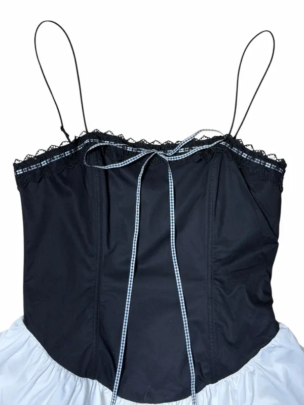 For Love & Lemons Black and White Annabelle Mini Dress Womans M - Image 3