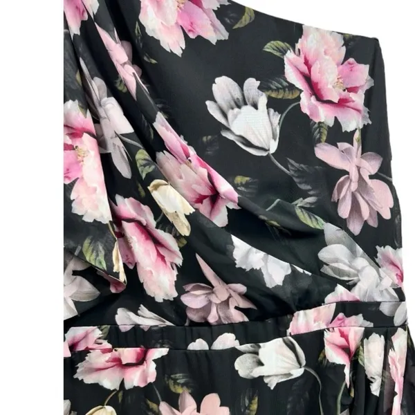 NWT AQUA Formal One Shoulder Ruffle‎ Floral High-Low Midi Dress Black Size 4 - Image 13
