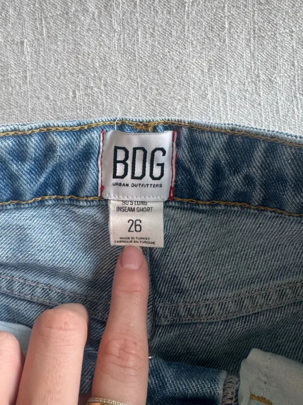 BDG Light Blue High-Rise Distressed Denim Shorts - Image 3