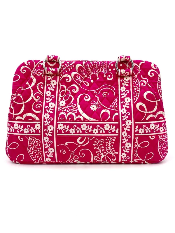 Vera Bradley Twirly Birds Pink Squared Away Tote Satchel Purse Shoulder Bag 2010 - Image 2