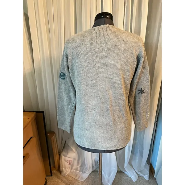 cardigan sweater trees fall landscape green gray Gold - Image 3