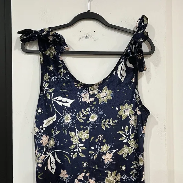 Earthbound Trading Co Floral Velvet Tie Wide Leg Jumpsuit Size Small - Image 2