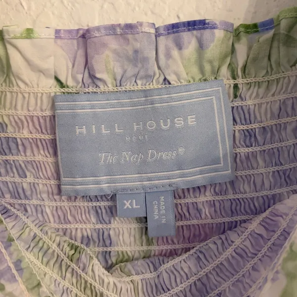 Hill House Ellie Nap Dress XL Mrs Alice Blue Hydrangea Floral Midi Smocked - Image 4