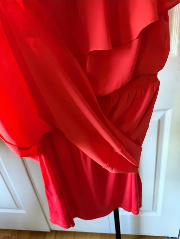Express orange/Red Off-Shoulder Ruffle dress - Image 6