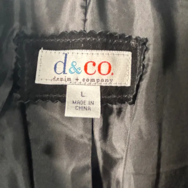 Denim & Co Black Suede Leather Whipstitch Button Front Jacket Coat Large L - Image 5