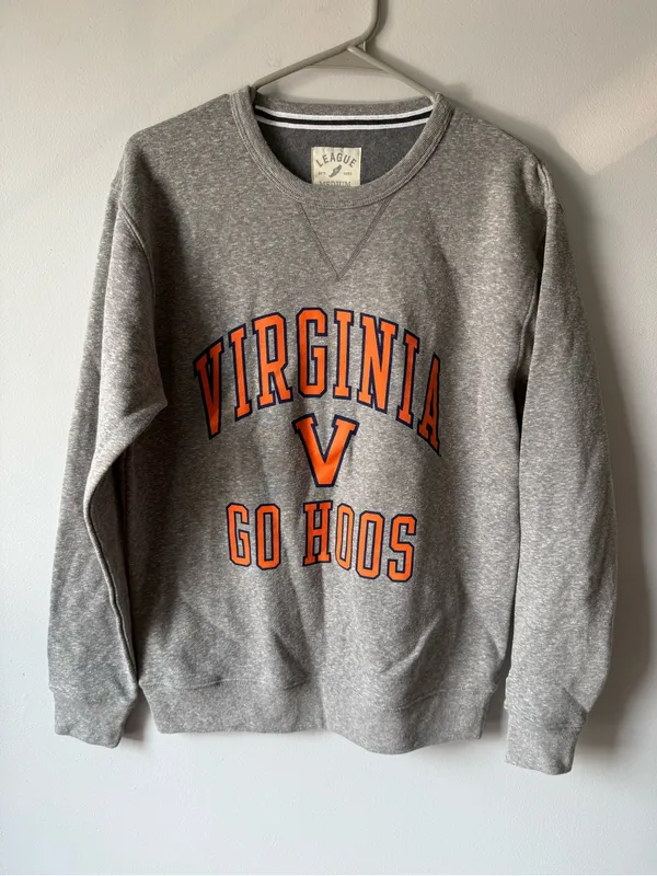League Virginia Cavaliers HOOS Grey Navy Crewneck Sweatshirt Fleece Size S M - Image 2