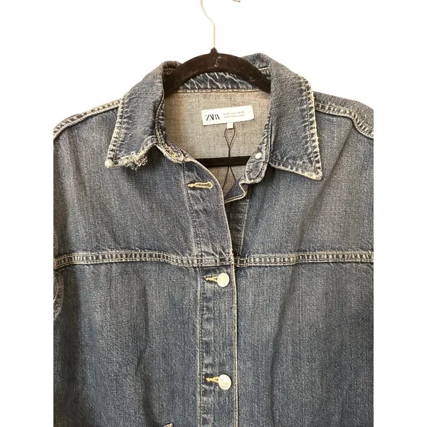 ZARA Denim Oversized Overshirt w Pockets Small - Image 5