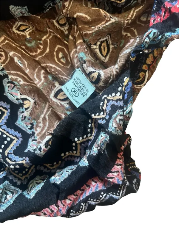 Nostalgia Women’s Black Multicolor Peasant Blouse | XLarge - Image 4