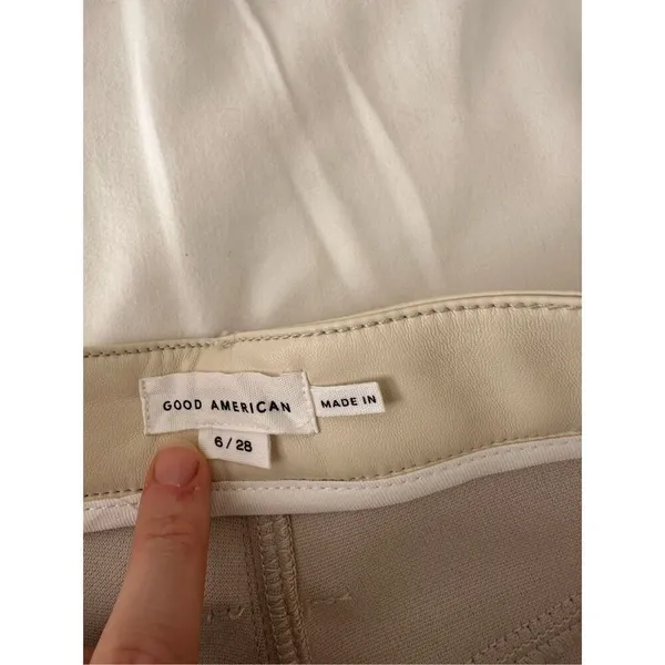 NWT GOOD AMERICAN Faux Leather PantsSz 6/29 Color Bone001 - Image 4