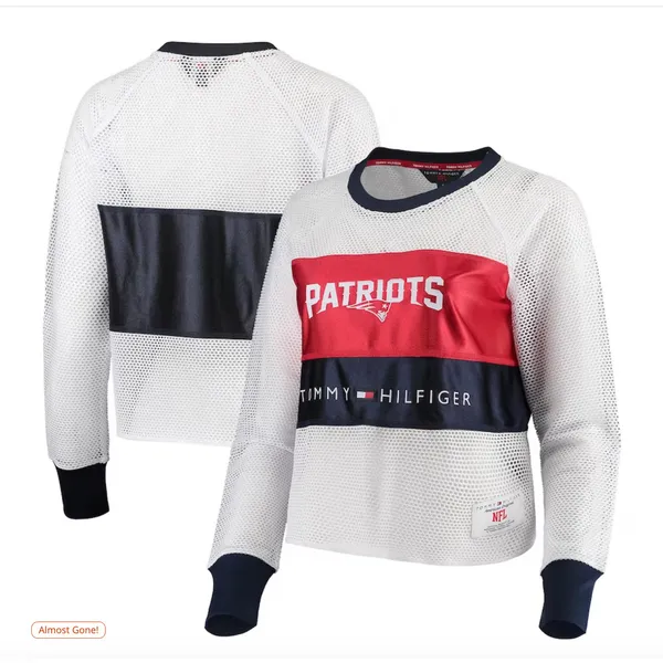 NWT New England Patriots Tommy Hilfiger Mesh Raglan Long Sleeve T-Shirt Large - Image 2