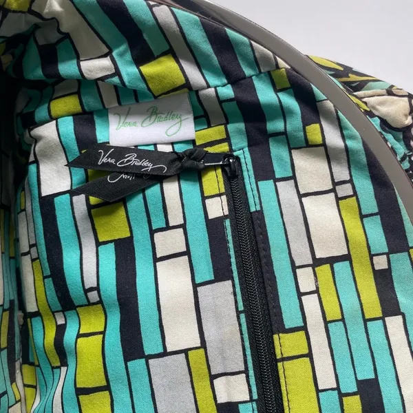 Women’s Vera Bradley Turquoise & Lime Green Flower Decoration Vibe Hand Purse - Image 3