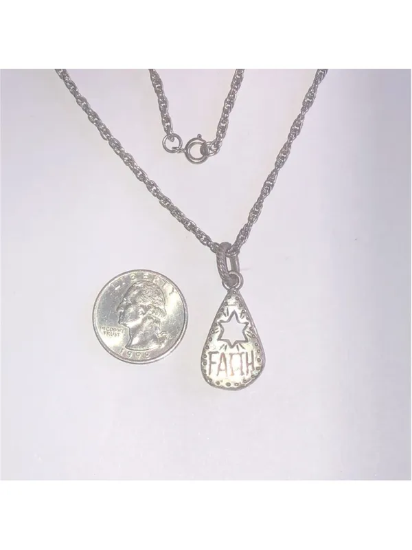 Silver Tone Faith Star Boho Pendant Necklace - Image 3