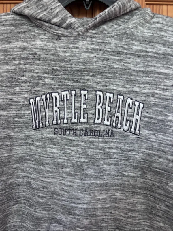 Myrtle Beach Heathered Grey Pullover Hoodie Gray Size L - Image 3
