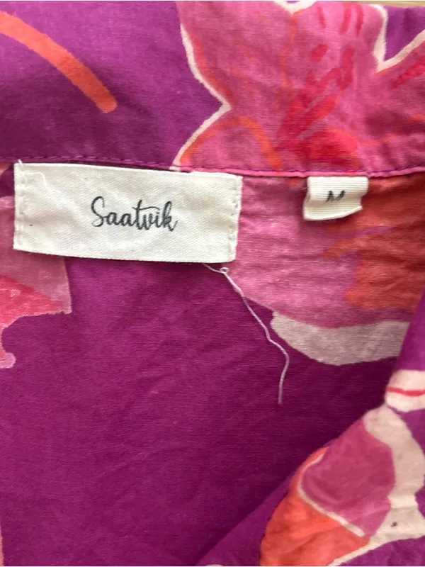 SAATVIK Floral Fuschia Pajama Set Size Medium - Image 2