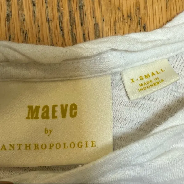 MAEVE BY ANTHROPOLOGIE Cold Shoulder Cut Out‎ White Short Sleeve T Shirt XS - Image 2