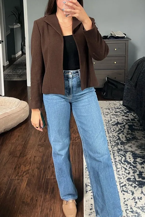 Harvé Bernard Vintage Wool Brown Blazer - Image 15