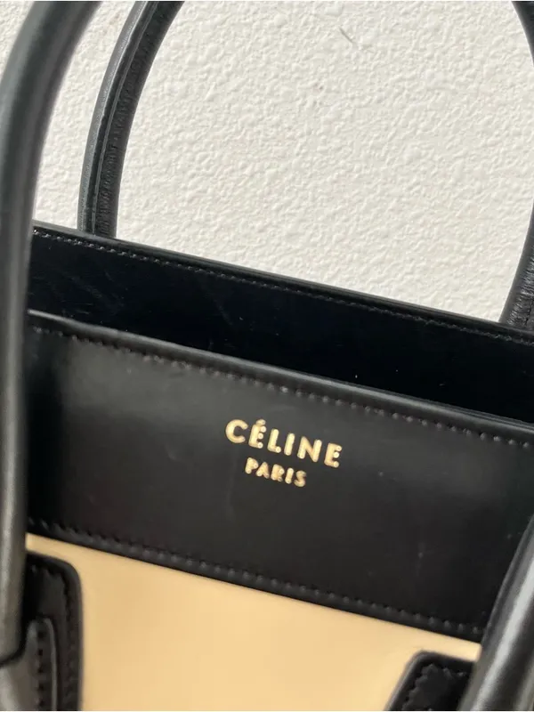 Celine Luggage Tote Tricolor Leather Micro Top Handle Handbag - Image 2