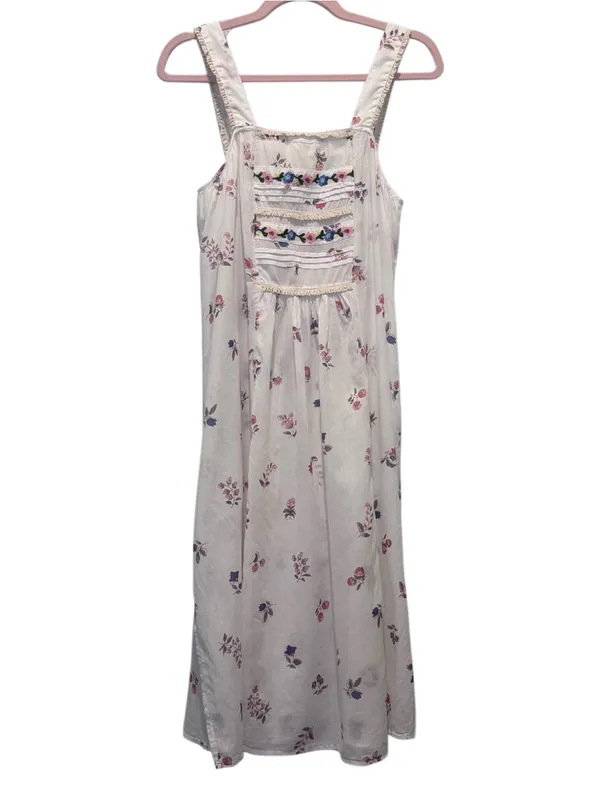 Free People White The Way Back Floral Print Maxi Top /Dress Cotton Embroidery XS - Image 5