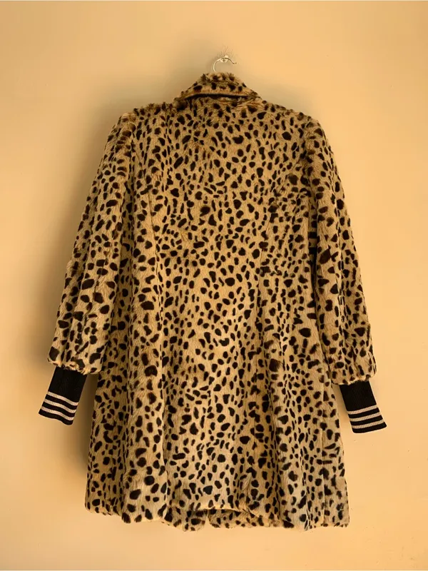 Cabi Outerwear Jacket Coat Women Medium Leopard Print Trench Long Winter Cold - Image 4
