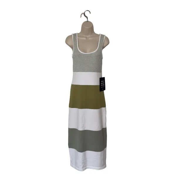 Lulus Women Dress Small Sage Green White Striped Knit Maxi Dress Coastal Chic - Image 3