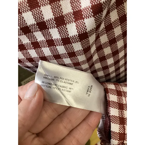 Cider Burgundy Gingham Bow Shoulder Long Sleeve Mini Dress XL - Image 5