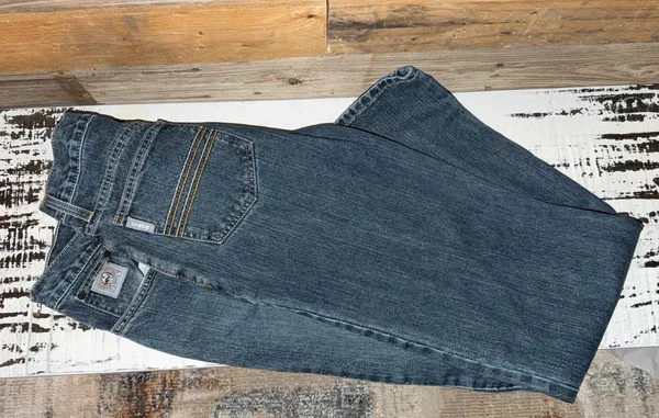 Cinch Men's Blue Denim Straight Jeans Medium Wash Cotton 5-Pocket Button Zip - Image 2