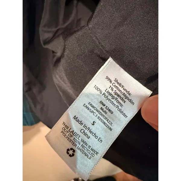 Free Assembly Womens Blazer S Teal Black Plaid Double Breasted Gold Buttons - Image 6