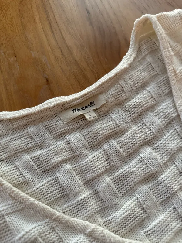 Madewell White Textured V-Neck Button Front Tank - Image 4