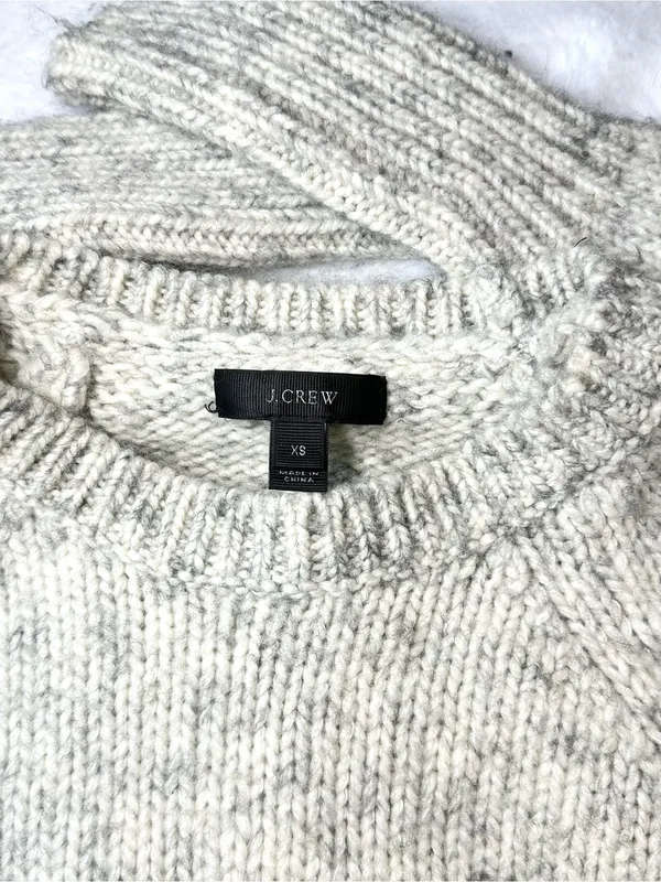 J CREW Merino Wool Blend Striped Crewneck Mohair Gray & White Long Sleeve XS - Image 5