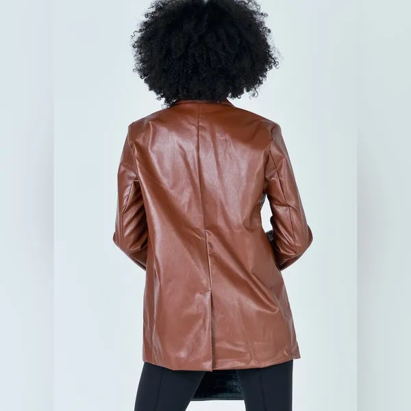 Princess Polly Jocelyn Faux Leather Blazer in Brown Size XS/S New with tag - Image 9