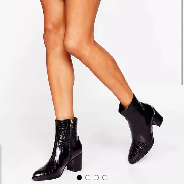 Nasty Gal Croc Embossed Block Heel Meadow 2 Ankle Boots Size 8 - Image 6