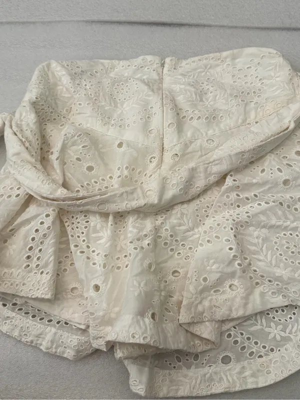 Tularosa White Eyelet Tie-Waist Women's Shorts - Image 5