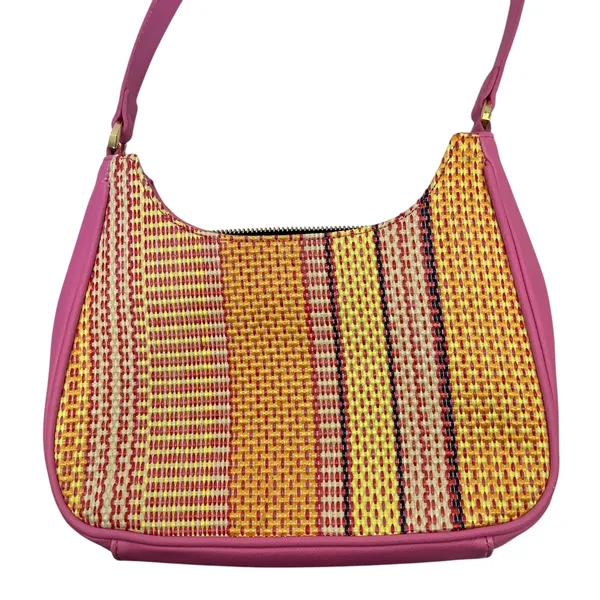 Aldo Pink Stripe Textured Faux Leather Shoulder Bag - Image 4