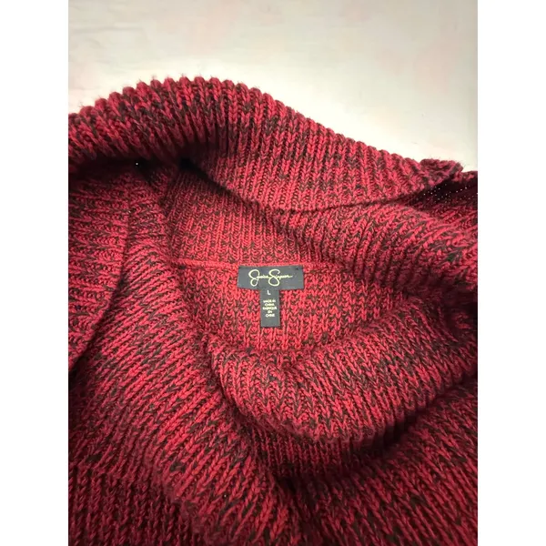 Jessica Simpson Womens Large Burgundy Marled Cowl Neck Side Lace Up Knit Sweater - Image 3