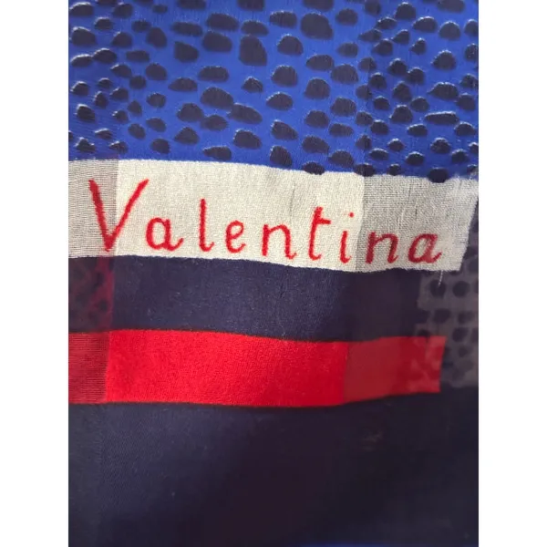 Valentina Scarf Red‎ White Navy Blue Geometric Stripe Check Sheer Lightweight - Image 5
